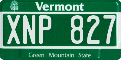 VT license plate XNP827