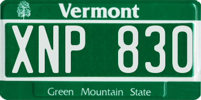 VT license plate XNP830