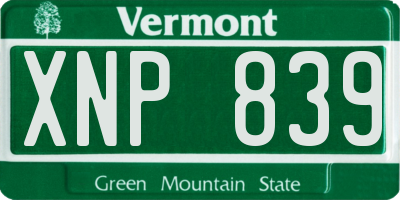 VT license plate XNP839