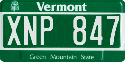 VT license plate XNP847