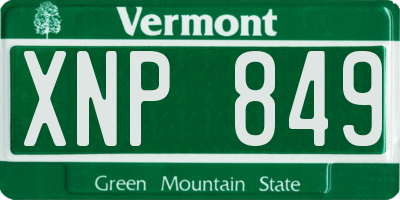 VT license plate XNP849