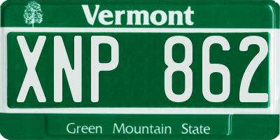 VT license plate XNP862