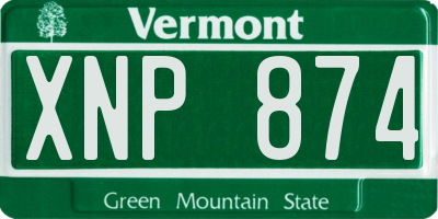 VT license plate XNP874