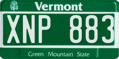 VT license plate XNP883