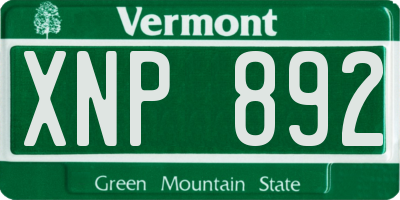 VT license plate XNP892