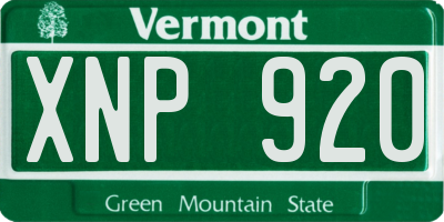 VT license plate XNP920