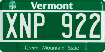 VT license plate XNP922