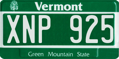 VT license plate XNP925