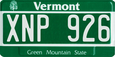 VT license plate XNP926