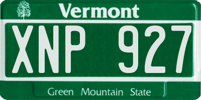 VT license plate XNP927
