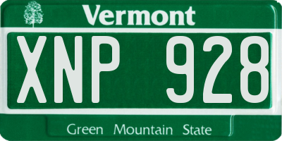 VT license plate XNP928