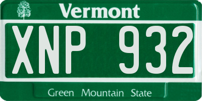VT license plate XNP932