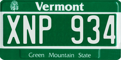 VT license plate XNP934