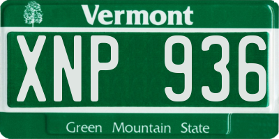 VT license plate XNP936