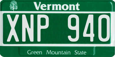 VT license plate XNP940