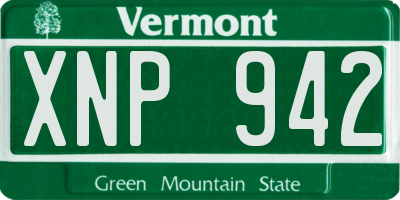 VT license plate XNP942