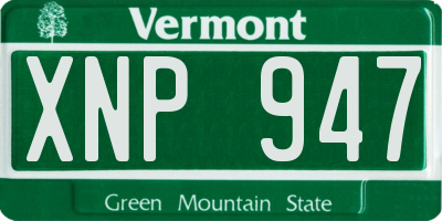 VT license plate XNP947