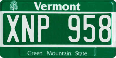 VT license plate XNP958