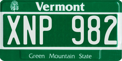 VT license plate XNP982