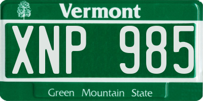 VT license plate XNP985