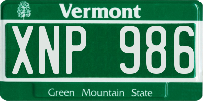 VT license plate XNP986