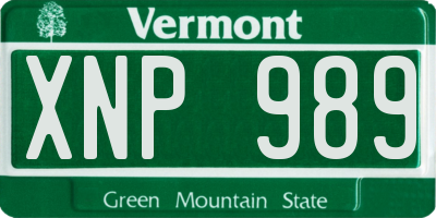 VT license plate XNP989