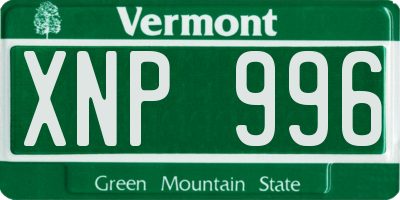 VT license plate XNP996