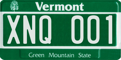 VT license plate XNQ001