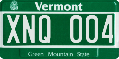 VT license plate XNQ004