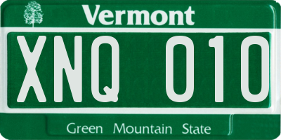 VT license plate XNQ010