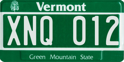 VT license plate XNQ012