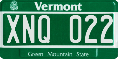 VT license plate XNQ022