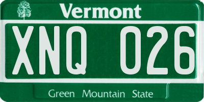 VT license plate XNQ026