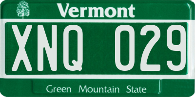 VT license plate XNQ029