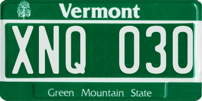 VT license plate XNQ030