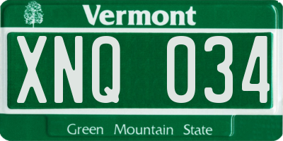 VT license plate XNQ034