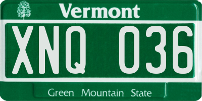 VT license plate XNQ036