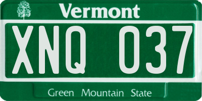 VT license plate XNQ037