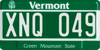 VT license plate XNQ049