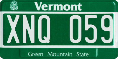 VT license plate XNQ059