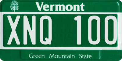 VT license plate XNQ100