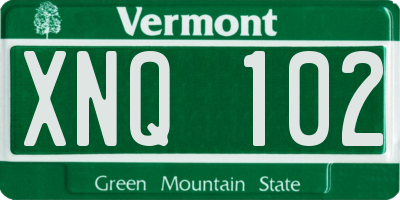VT license plate XNQ102