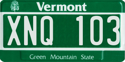 VT license plate XNQ103