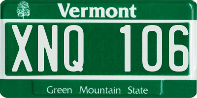 VT license plate XNQ106