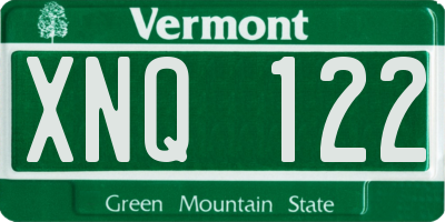 VT license plate XNQ122