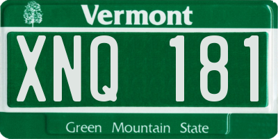 VT license plate XNQ181