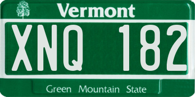 VT license plate XNQ182