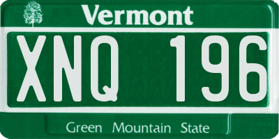 VT license plate XNQ196