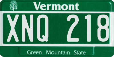 VT license plate XNQ218