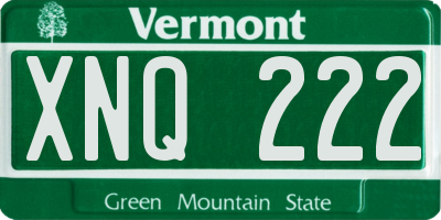 VT license plate XNQ222